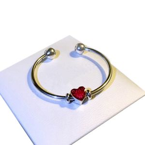 Echte Sterling Silver Red Charm Cuff Bangle armband voor Pandora Fashion Wedding Sieraden voor vrouwen Vriendin Gift Designer armbanden met originele doosset