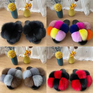 Real Summer Slides non glisser les femmes peluches furres furry dames mignons en peluche fox pantoufles hot t230713 ry