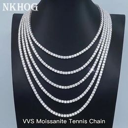 Véritable collier de Tennis Bracelet pour femmes hommes 925 en argent Sterling 345mm plein de diamants avec GRA Hiphop bijoux de fête 240113