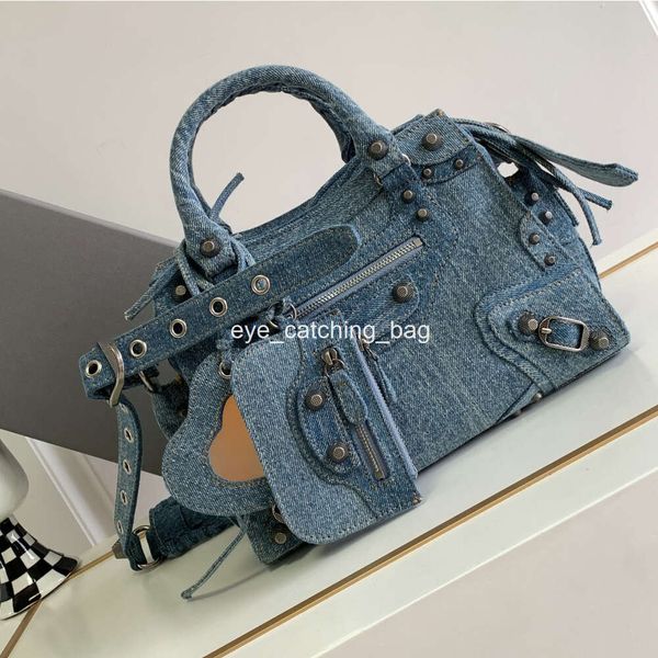 Sacs de qualité supérieure véritables femmes Neo City sac à main Denim moto épaule de luxe Designers Cowboy bandoulière pochette portefeuille pochette Vintage pierre