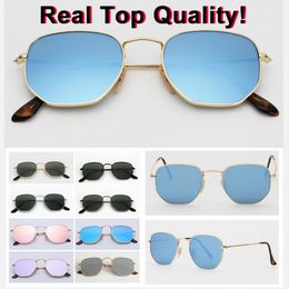 Real Top Quality Square 3548 Hexagonal Metal Brand Sunglasses Sunglasses Lenses en verre plat Taille de 51 mm avec packages TOUT TOUT ROSE MERCURY SI3308448