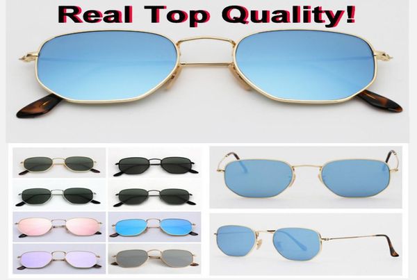Véritable qualité supérieure carrée 3548 lunettes de soleil de marque hexagonale en métal lentilles en verre plat taille 51 mm avec des paquets tout rose mercure si6404784