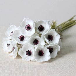 Real Touch Artificial Anemone Silk Flores Artificialales Flowers for Wedding Holding Fake Home Garden Decoratieve krans