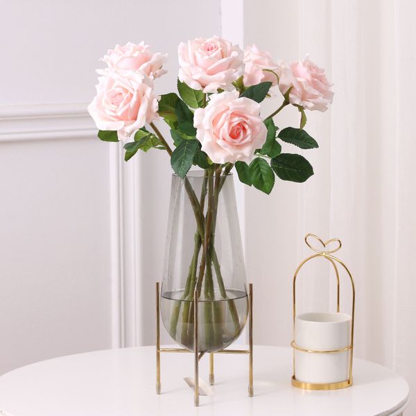 Real Touch Artificial Rose Blanc Roses de mariage Fleurs de mariage Fake Rose Branch Flower Arrangement Farmhouse Decor Decoration Home Decoration