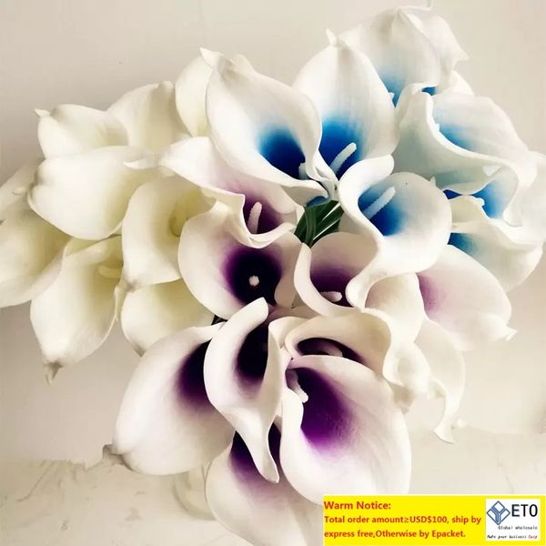 REAL TOUCH Callas 108P 35cm Flores artificiales Calla Lilies PU Flower whiteblackcoralpurple para DIY Novia Ramo Suministros de boda