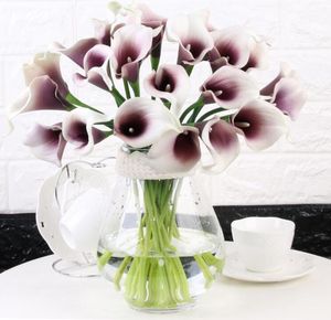 Fleurs artificielles décoratives Real Touch, Bouquet de mariage de lys Calla, fournitures de fête, 20 couleurs, GD21