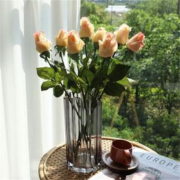 Roses artificielles au toucher réel, tige de branche en Latex, sensation de main, Simulation de fausses fleurs, décoration de mariage à domicile GC1864