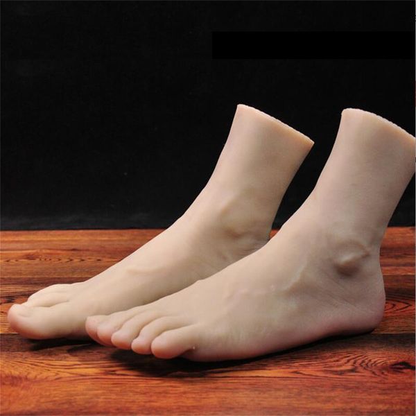 Mannequins d'art du pied masculin en Tpe véritable, pour capturer les os, photographie en Silicone, bas en soie, modèle de bijoux, Gel de silice doux F013