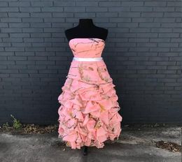Real Tree AP Pink Camo prom jurk Long Chiffon Picup Bridesmaids Dress 20183812695