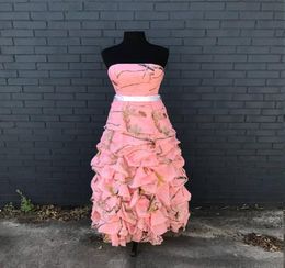 Real Tree AP Pink Camo prom jurk Long Chiffon Picup Bridesmaids Dress 20181985395