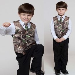 Real Tree Camo Boy's Formeal Wear Gilet avec liens Camouflage Groom Boy Vest Satin Custom Formel Wedding Gilets Camouflage 2822