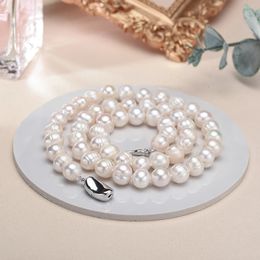Colliers de perles en eau douce blanc réel pour femmes Collier de perles baroques en argent sterling sterling argent sterling 240518