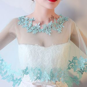 Echte Witte Trouwjurken Bolero's Boho Strand Mariage Gelegenheid Wrap Applicaties Kant Tule Bruid Sjaals Gala Avondjurk Jasje Bri276T