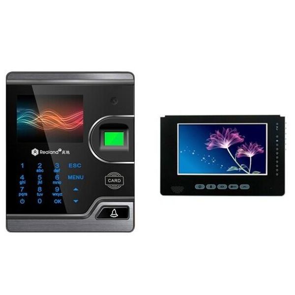 Realand M100 Pantalla táctil de 2.8 pulgadas Control de acceso de puerta de tarjeta de huella digital biométrica visual con video portero - Plata