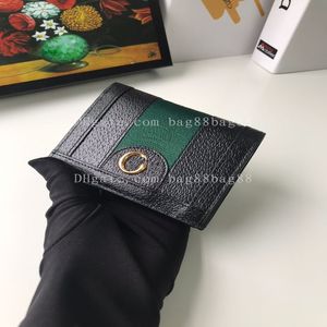 Realfine -tassen 5A 523155 11 cm Ophidia Card Case Wallet Handtas Zwarte canvas portemonnees voor vrouwen met Dust Bag236E