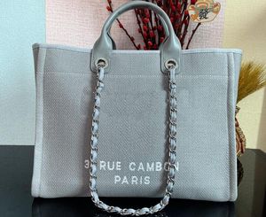 Realfine Bags A66941 38cm Gris Couleur Maxi Shopping Sacs à main en cuir d'agneau Sac à main pour femme Matériel en métal doré / argenté Livré avec un sac à poussière