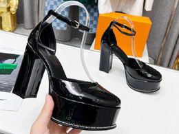 Realfine Sandales 5A 8156380 12cm Talons 3.5cm Plate-Forme Fame Pompes Sandale Chaussures pour Femmes Taille 34-42