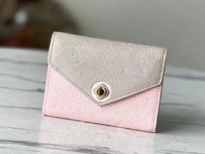 Realfine Wallets 5A M81289 Victorine Momogran Empreinte Portefeuille en cuir pour femme avec boîte de sac à poussière rose/beige/jaune