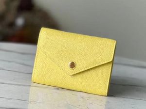 Realfine Wallets 5A M81428 Victorine Yellow Momogran Empreinte Porte-monnaie en cuir pour femme avec boîte à sac à poussière