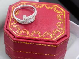 Realfine888 3A 40 Catier diamanten band trouwringen in zilver/goud/roségouden ring iconische sieraden luxe ontwerper voor vrouw met doosmaat 6-10