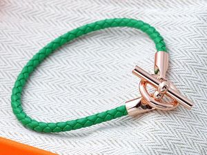 Realfine888 3A HM armbanden in 05 groene lederen bandarmband met roségoud iconische sieraden luxe ontwerper voor vrouw met doos