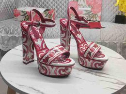 Realfine888 Sandalias 5A DDG5616460 Plataformas de piel de becerro Zapatos de tacón alto de 15 cm Zapatillas de plataforma de 5 cm Zapatos de diseñador de lujo para mujer Tamaño 35-43