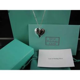 REALFINE888 Collier TF Colliers de pendentif coeur ouvert dans des bijoux emblématiques argentés Designer de luxe pour femme avec boîte