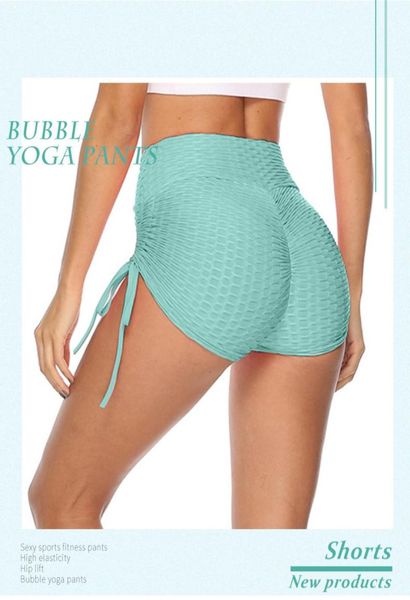 Realfine888 Conjunto de yoga para todo el sexo, pantalones cortos para mujer, ropa deportiva, levantamiento de cadera, Color sólido, deportes al aire libre, talla XSXL1739304