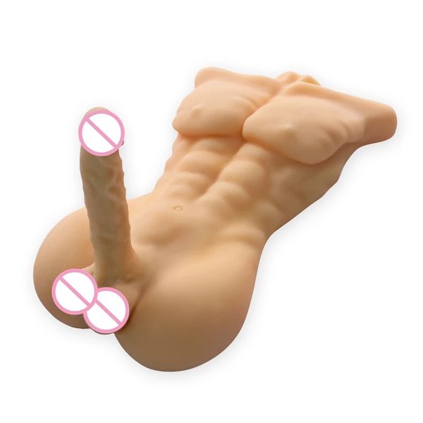 Medio cuerpo 3D realista músculos fuertes enormes gay masturbator asno de consolador de muñeca sexual muñeca para adultos
