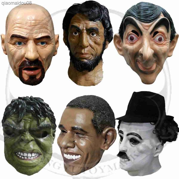Adultos realistas Rostro humano Celebridad Máscara de látex Personaje de película Reales Comediantes Presentadores de TV Disfraz de Halloween Cosplay Props L230704