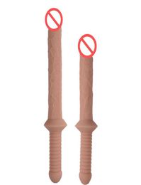 Gros gode réaliste avec poignée conception forme d'épée Flexible grand pénis à chair longue jouets sexuels pour Masturbation féminine 249E7059480