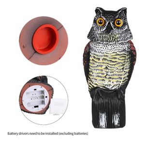 Realistic Bird Scarer Rotating Head Sound Owl Prowler Decoy Protection insect Repellent Pest Control Scarecrow Garden Yard Move Y200106