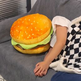 Réaliste Burger oreiller coussin-amusant farce cadeau chaise de bureau Pad Cheeseburger oreiller Hamburger peluche oreiller jouets cadeau pour les enfants 240105