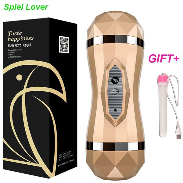 Realista Garganta profunda Vibrador Masturbador masculino para hombre Vagina artificial coño real Oral adultos Juguetes sexuales para hombres sexo virgen juguete Y191214