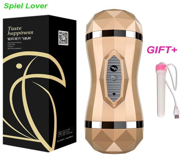 Realista Garganta Profunda Vibrador Masturbador Masculino para hombre Vagina artificial coño real Oral adultos Juguetes Sexuales para Hombres sexo virgen juguete Y17579704