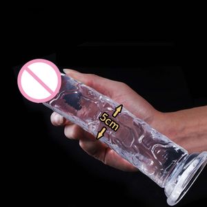 Realistische dildo voor vrouwen Siliconen Beginner Clear Dildo met een sterke SUCK-CUP Handsfree Play voor volwassen sexy masturbator G Spot