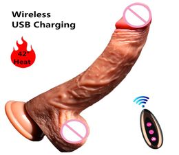 Consolador realista Vibrador Calefacción eléctrica Vibrante Pene enorme Punto G Juguetes sexuales para mujeres Consolador inalámbrico recargable USB T197147321