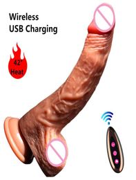 Realistische dildo vibrator elektrische verwarming trilt grote enorme penis g spot sex speelgoed voor vrouwen USB oplaadbare draadloze dildo T208920790