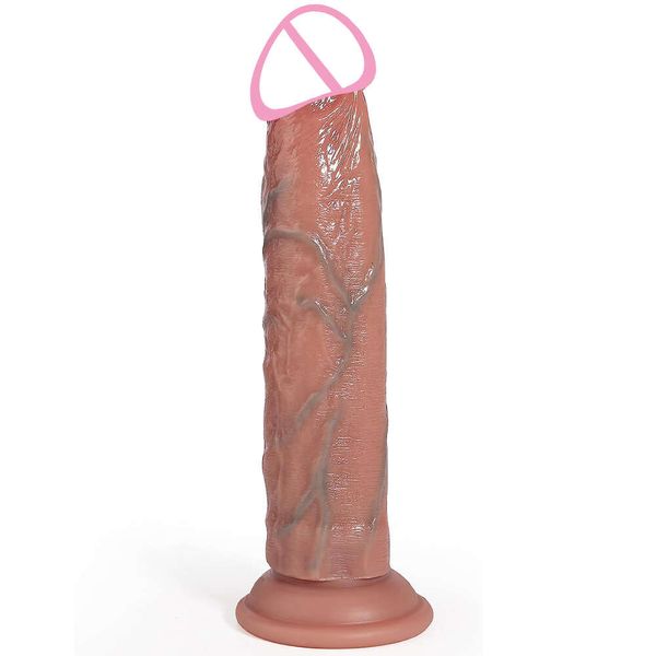 Dildo réaliste sans balles Dildos de tassement de succion en silicone pour femmes Big Dong 8,6 pouces anal sexibles de pénis flexible