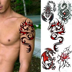 Réaliste faux Dragon tatouage temporaire pour hommes femmes enfants Tribal Totem Scorpion étanche Tatoo bricolage Art corporel autocollant de tatouage
