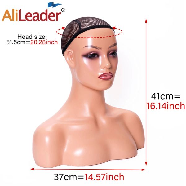 Tête de mannequin féminine réaliste pour affichage de perruque Tête de mannequin professionnel avec épaule et 360 ﾰ Affichage rotatif Turtonable