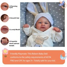 Reniste fini enraciné cheveux peints Bebe Reborn Silicone Vinyle Cody Body Doll Toy fait à la main pour Girls Birthday Christmas Gift