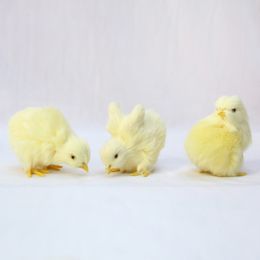 Réaliste fourrure Animal poupée Simulation poussin doux en peluche jouet enfants Cognition poulet modèle son poulet cadeau de pâques enfants jouets