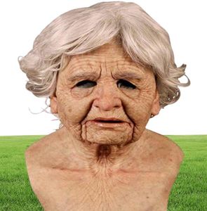 Fête de rides humains réalistes Cosplay effrayant vieil homme complet masque en latex pour l'Halloween Festival 2206102190872