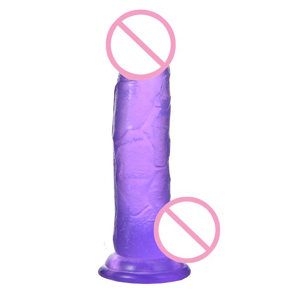 Gode en gelée réaliste 7.8 pouces pénis en cristal avec ventouse étanche énorme bite Masturbation adulte jouet sexy pour les femmes