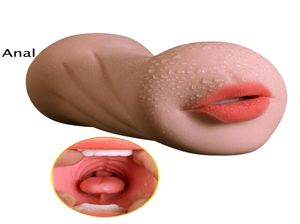 Réaliste Oral 3D Gorge Profonde avec Langue Anal Sex Vibrateur Masturbateur Mâle Double Kunstgut Poche Anal Adulte Sex Toys pour Hommes Y15367889
