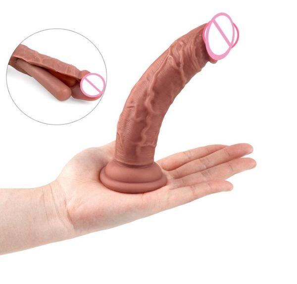 Pene realista de la piel de la piel Copa de succión Silicona Sexyy Toys Didlos para mujeres Masturbators Dilldo Gode solo adulto sexy2585917