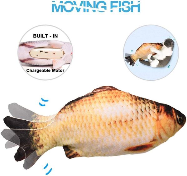 Realista felpa simulación muñeca eléctrica peces bailando peces en movimiento divertidos mascotas interactivas juguetes carga USB regalos para niños gato LJ201105