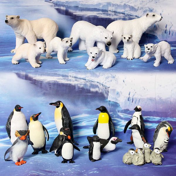 Ensemble de Figurines de jouets en forme d'animal polaire réaliste, ours arctique, pingouin empereur, décoration de gâteau, cadeau de noël