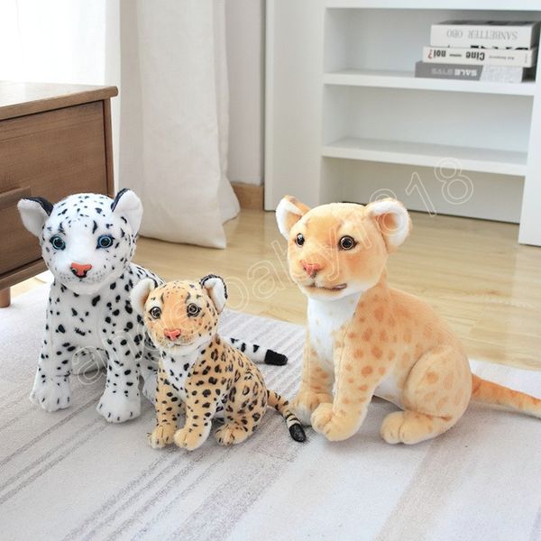 Poupée en peluche léopard et Lion, Simulation réaliste, décor de maison, jouet compagnon d'éveil pour bébé et enfant, Kawaii